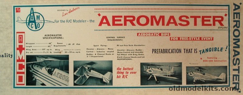 AAMCO Aeromaster Biplane - 48 inch Wingspan RC .45-.61 Engine Airplane plastic model kit